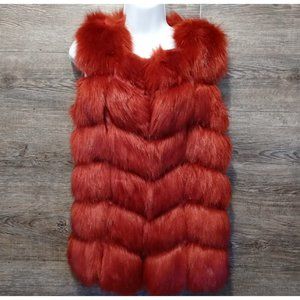 WINTER RED FAUX FUR VEST JACKET  SZ M / CHAQUETA DE PELO SINTÉTICO